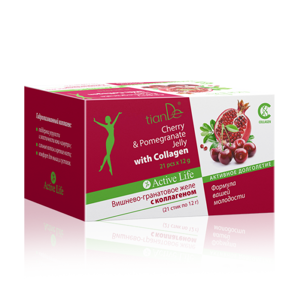 Galaretka o smaku wiśni i granatu z kolagenem (195429) Cherry&Pomegranate Jelly with Collagen, 21 sachet 12 g each